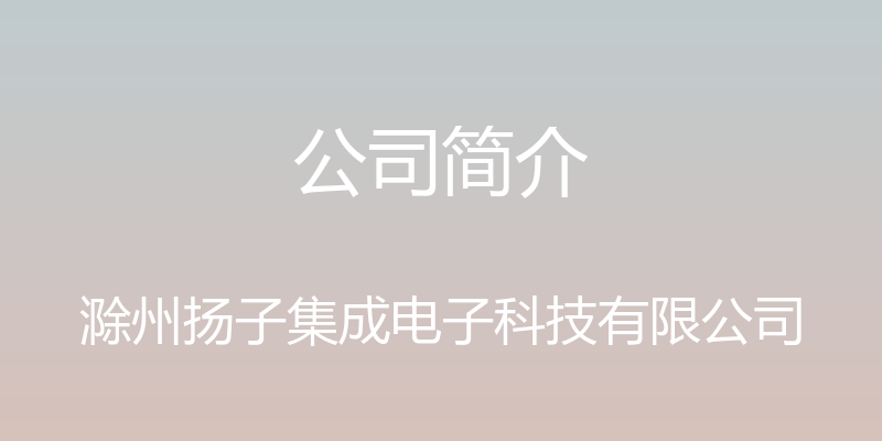 公司简介 - 滁州扬子集成电子科技有限公司