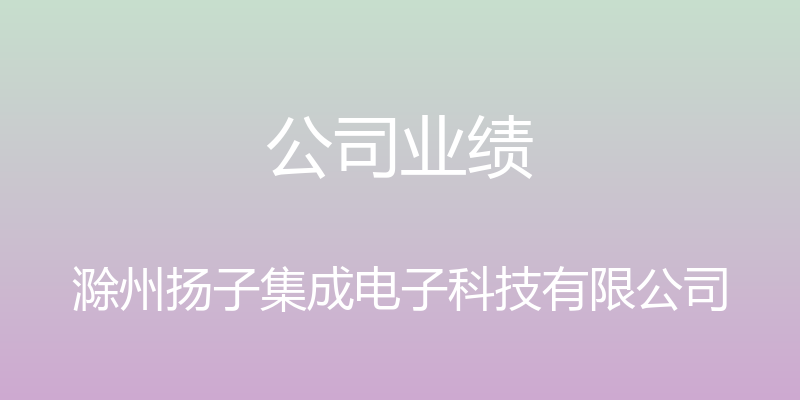 公司业绩 - 滁州扬子集成电子科技有限公司